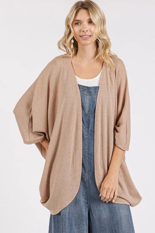 Open Front Batwing Sleeve Cardigan with Kimono Sleeves