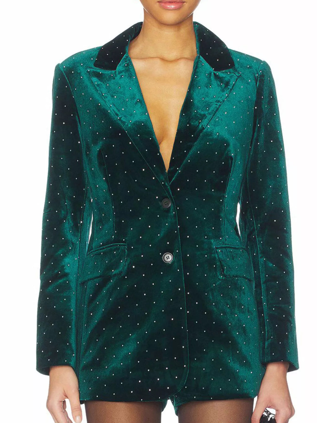 Rhinestone Embellished Single-Breasted Blazer