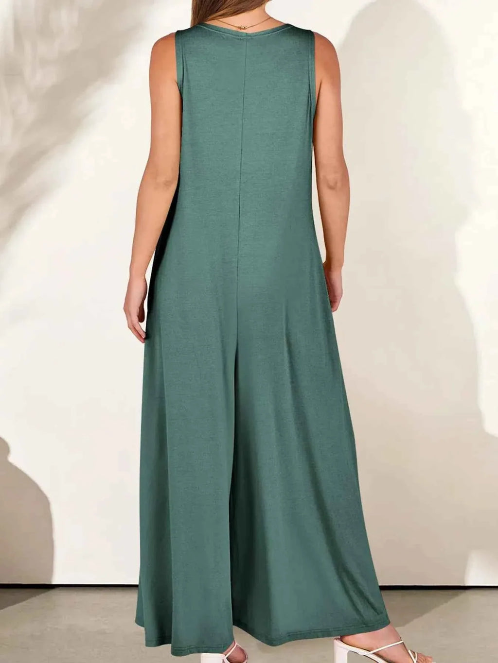 Sleeveless V-Neck Jumpsuit with Pockets