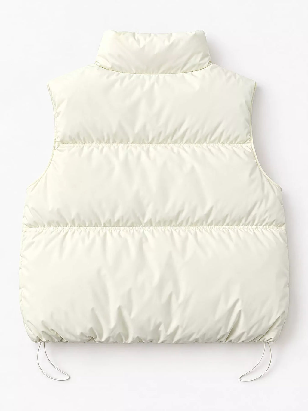 Drawstring Snap Down Puffer Vest Coat