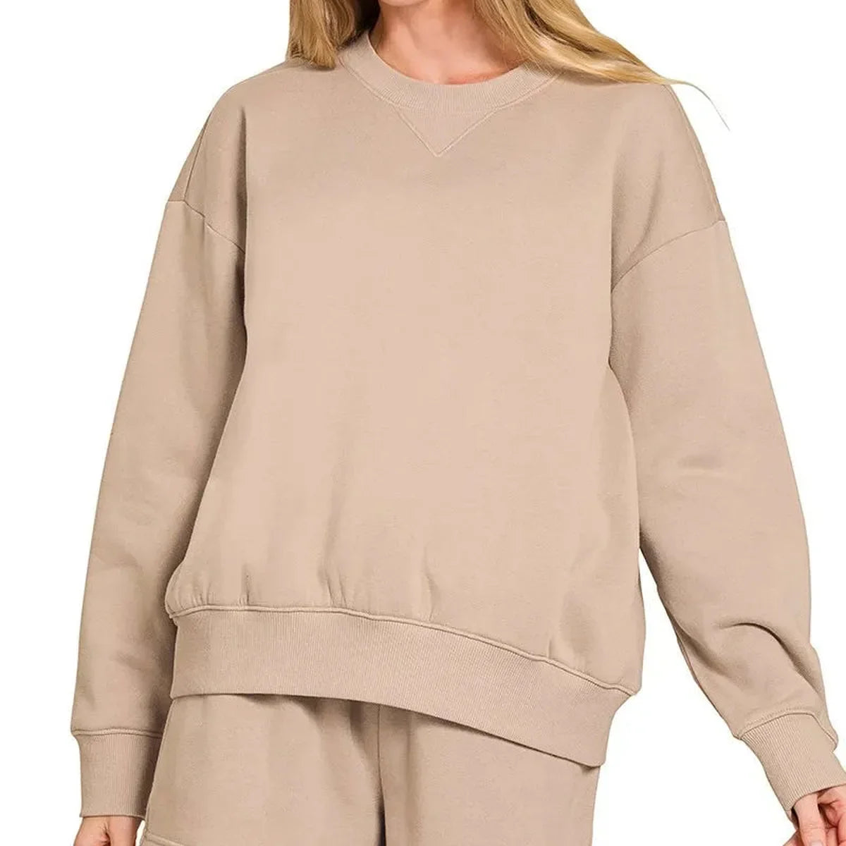 Fleece Long Sleeve Sweatshirt and Shorts Set