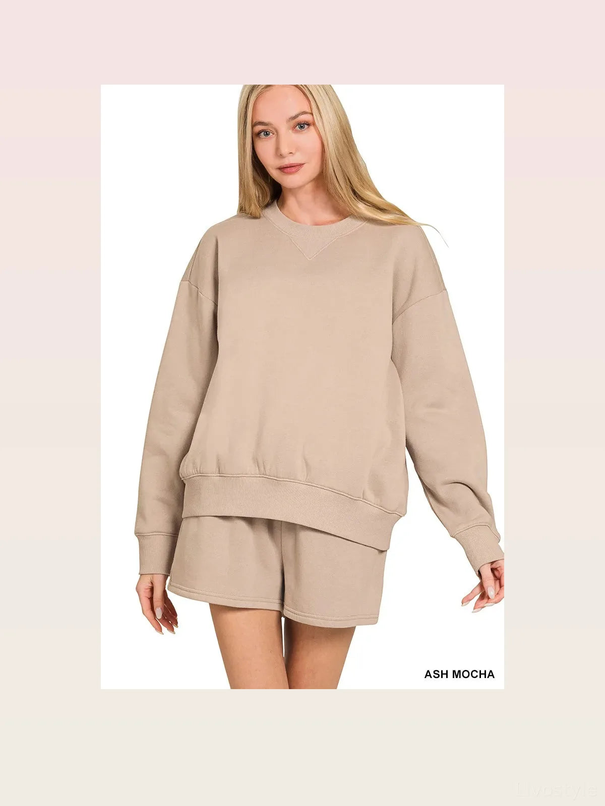 Fleece Long Sleeve Sweatshirt and Shorts Set