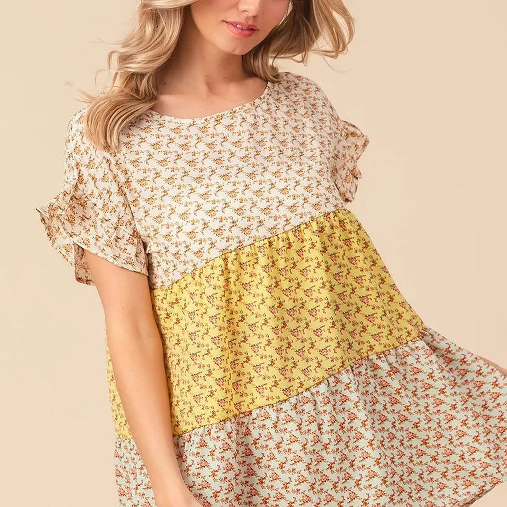 Tiered Halter Neck Cami Top with Floral Print