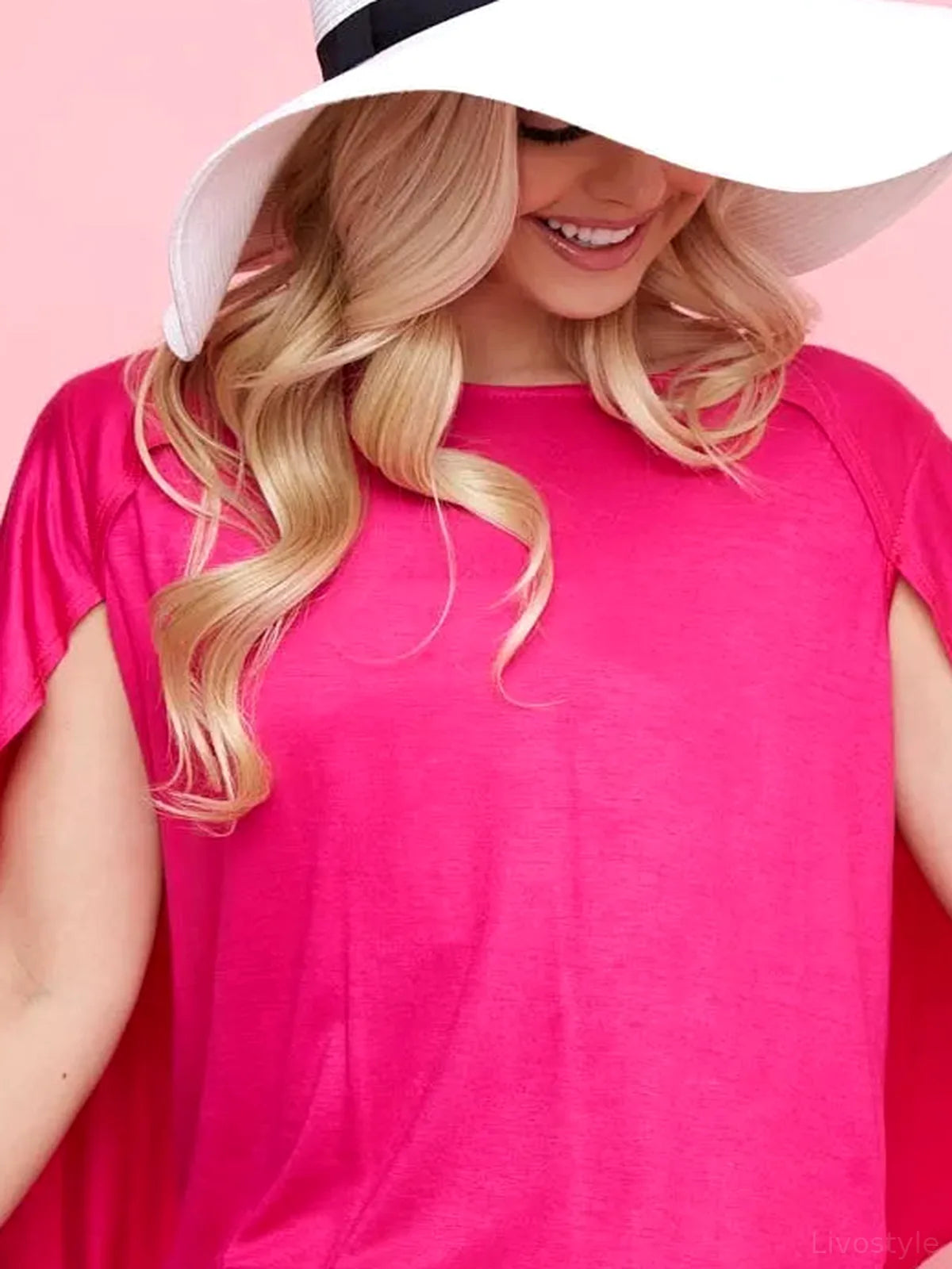 Oversized Top with Fold-Over Back Design