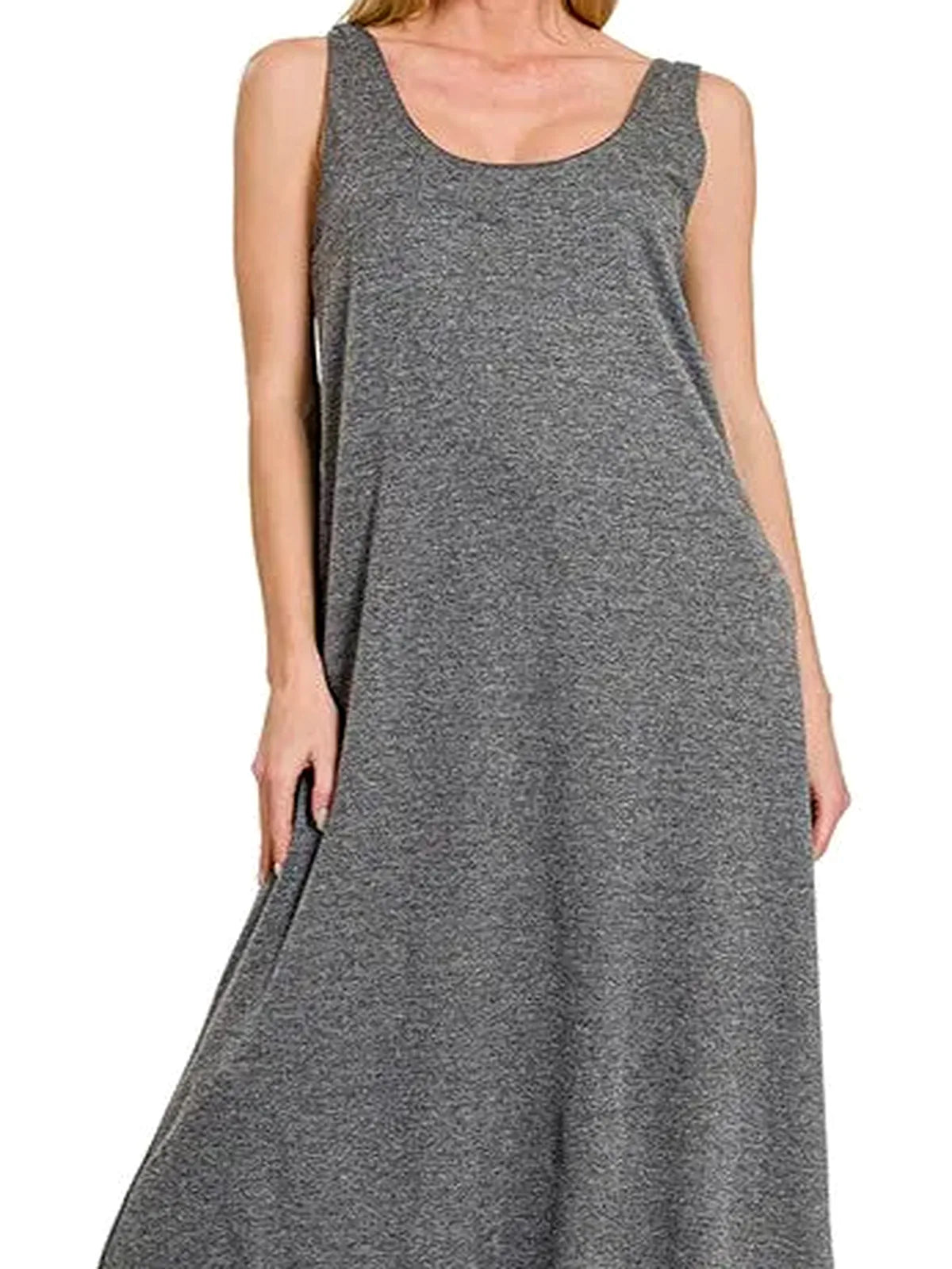 French Terry Twisted Strap Midi Dress
