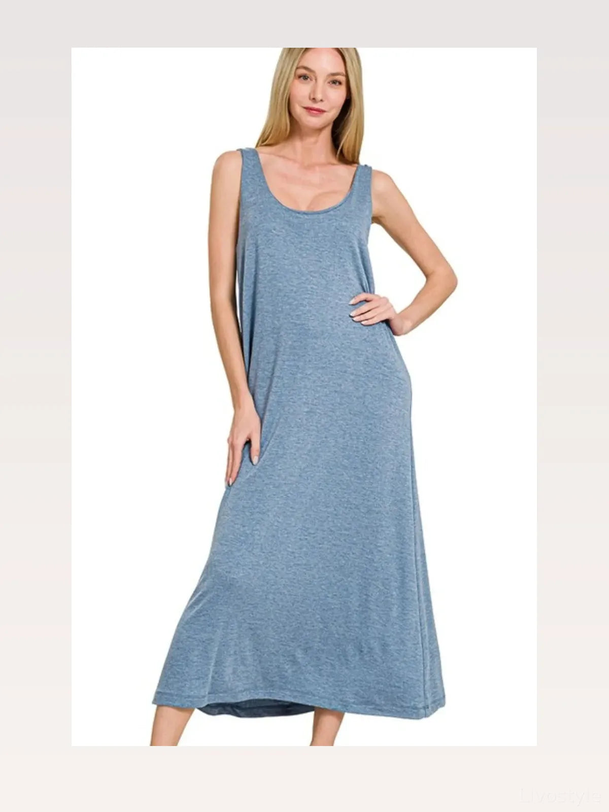 French Terry Twisted Strap Midi Dress