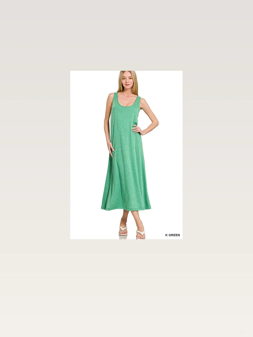French Terry Twisted Strap Midi Dress in Green