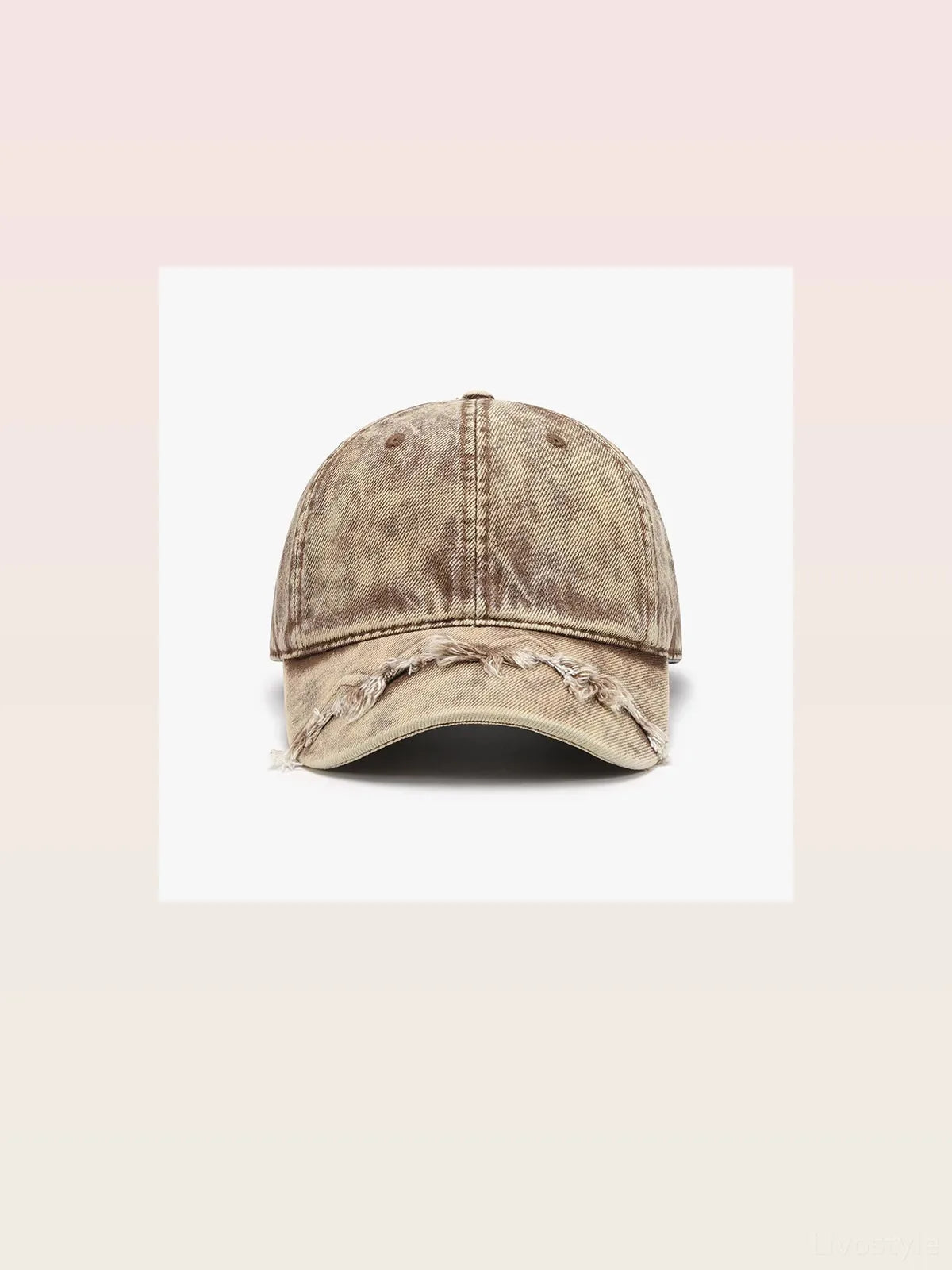 Fringe Hem Distressed Washed Cotton Dad Baseball Cap