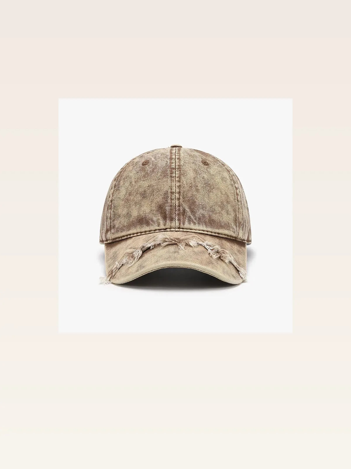 Fringe Hem Distressed Washed Cotton Dad Baseball Cap