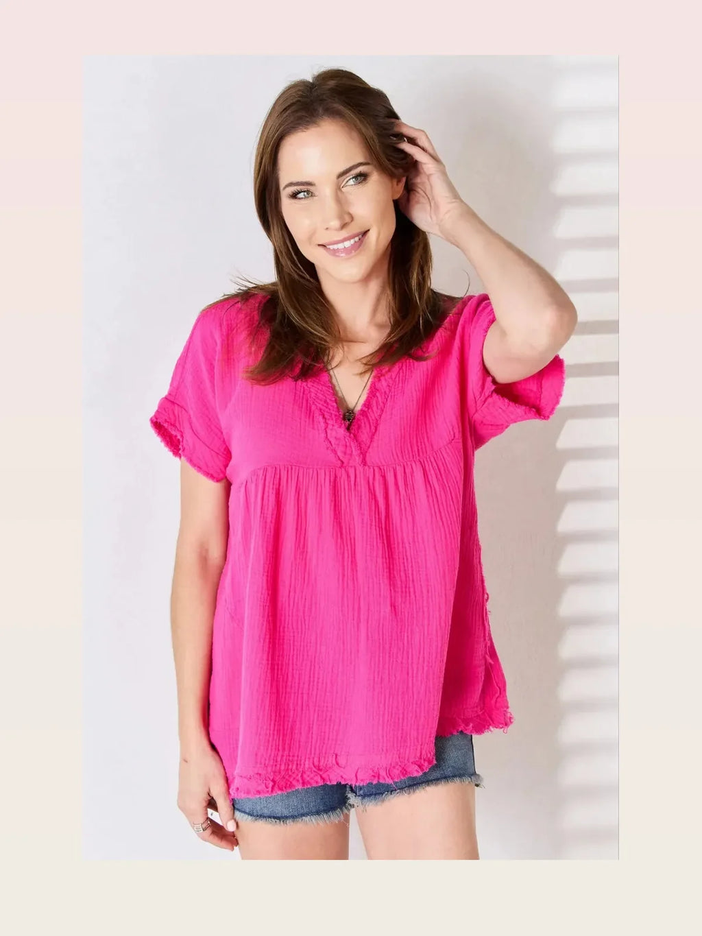 Raw Hem Short Sleeve Cotton T-Shirt