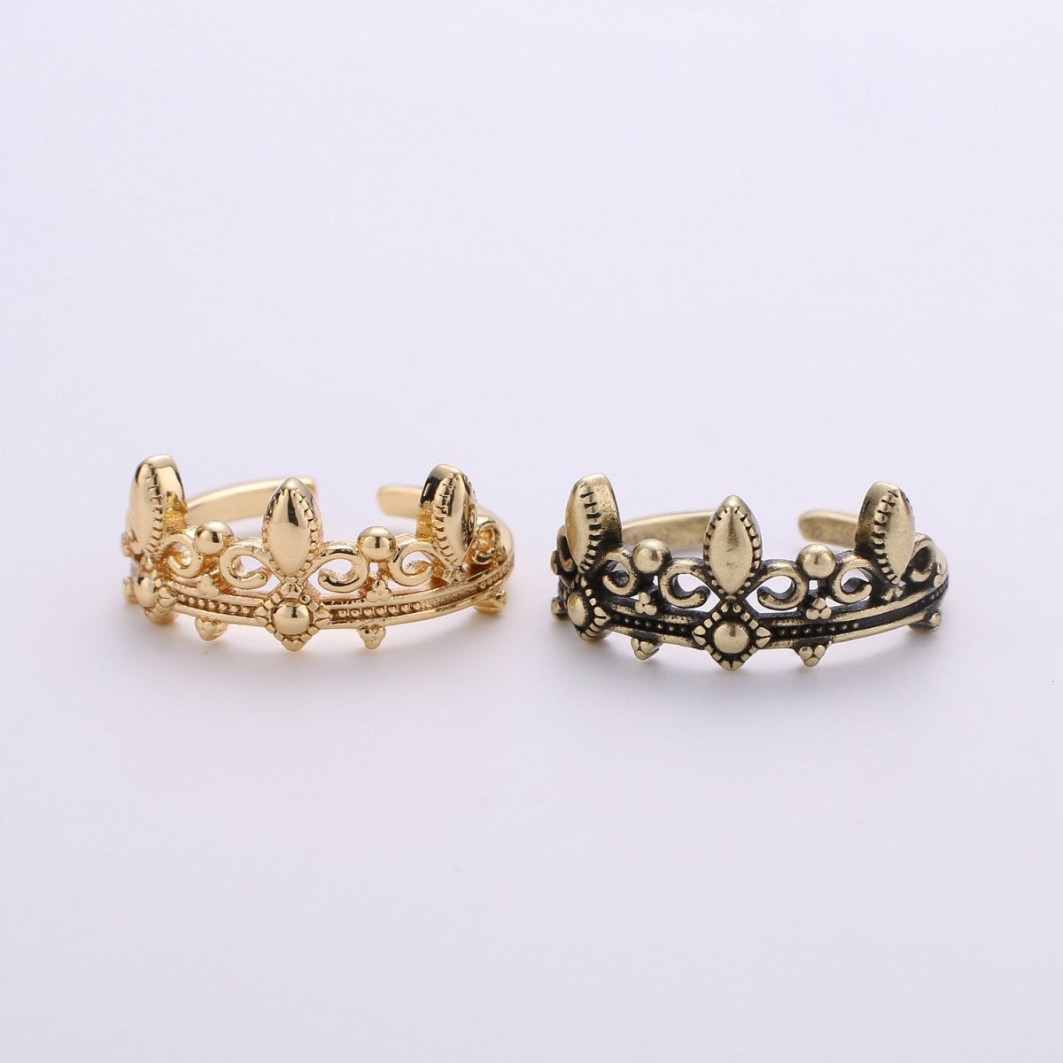 Gold Crown Ring, Statement Ring, Chunky Tiara Ring, Stackable Ring Thick Gold Ring Antique Victorian Gold Ring adjustable| R-009 R-010