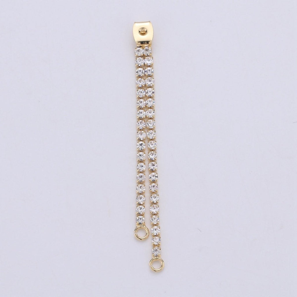 Gold Ear Back Stoppers, Earring Nuts With Micro Pave Tassel, Ear Jacket Jewelry Findings for Earring Component Supply 60mm K-428