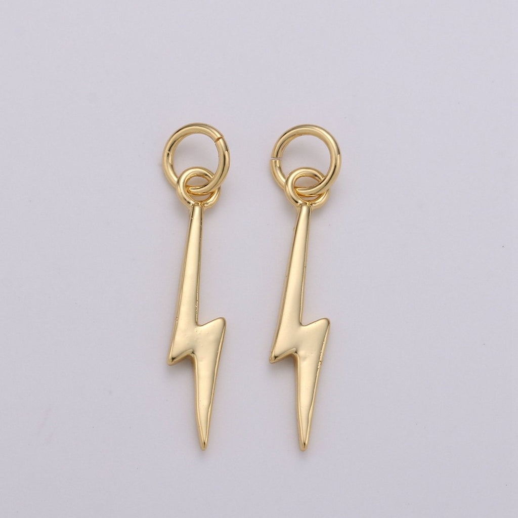 Gold Filled Lightning Bolt Charms, Silver Bolt, Wizard Charm, Thunder Pendant 22 x 5mm Dainty Charm for Necklace Bracelet Earring Supply D-355 D-356