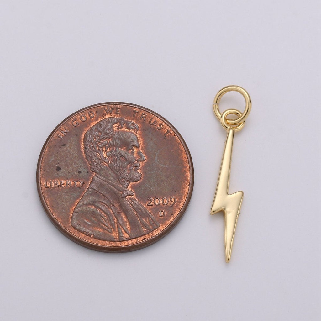 Gold Filled Lightning Bolt Charms, Silver Bolt, Wizard Charm, Thunder Pendant 22 x 5mm Dainty Charm for Necklace Bracelet Earring Supply D-355 D-356