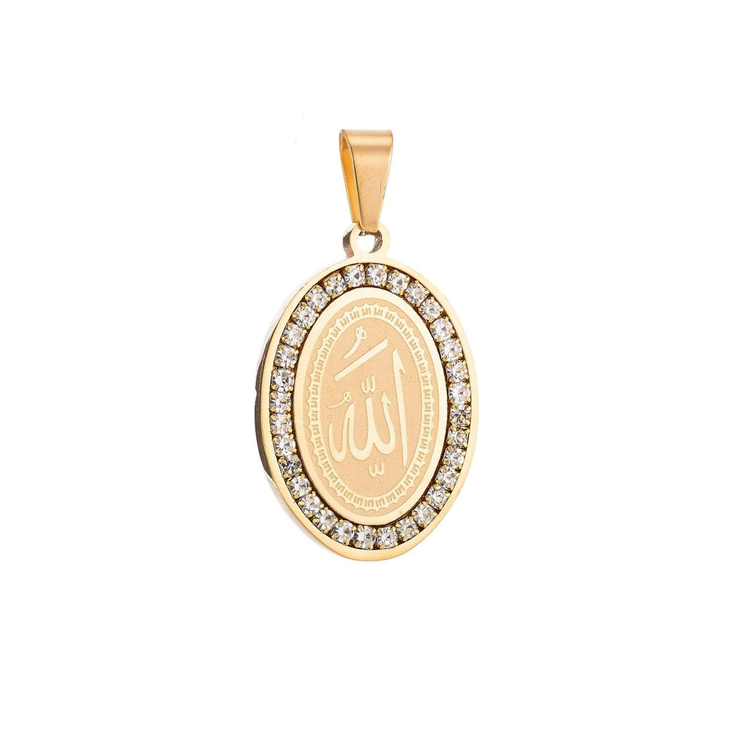 PVD GOLD Stainless Steel Allah Name, Moslem God Necklace Pendant Arabic Word Charm Bails Findings for Jewelry Making J-609 J-329