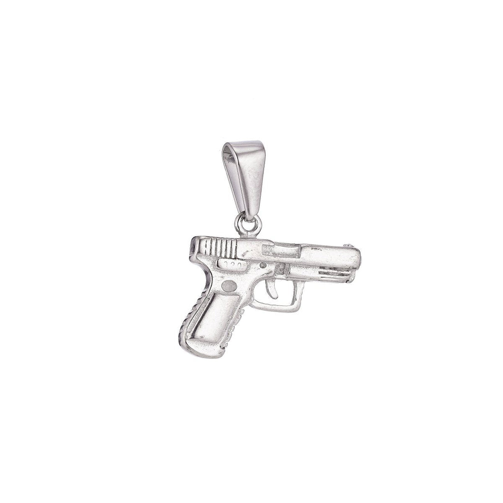 Gold Filled Stainless Steel Gun Pistol Charmp Pendant w/ Bails Findings for Earring Necklace Jewelry Making Supplies J-380