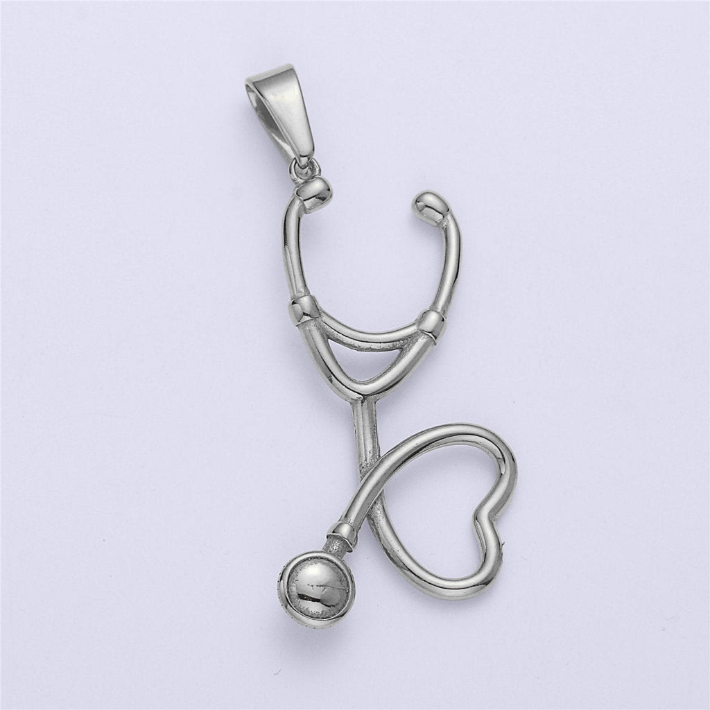 Gold Filled Stethoscope Pendant ,Silver Stethoscope Charm ,Gold Stethoscope for Doctor Nurse,Medical StudentPhysician Gift Jewelry J-671