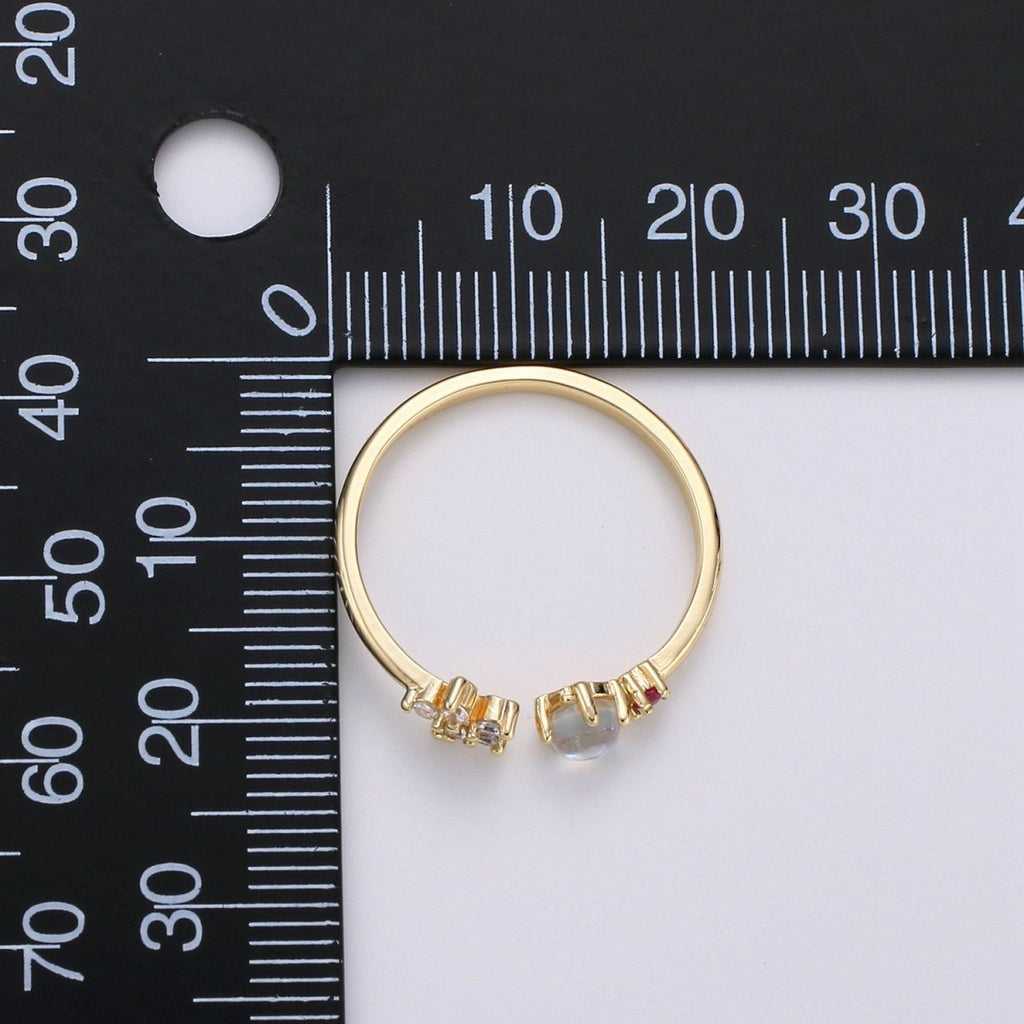 Gold Flower Ring, Dainty Floral Ring, Adjustable Ring, Minimalist Opal Ring, Minimalist Ring, Gold Open Ring, Dainty Jewelry R-086