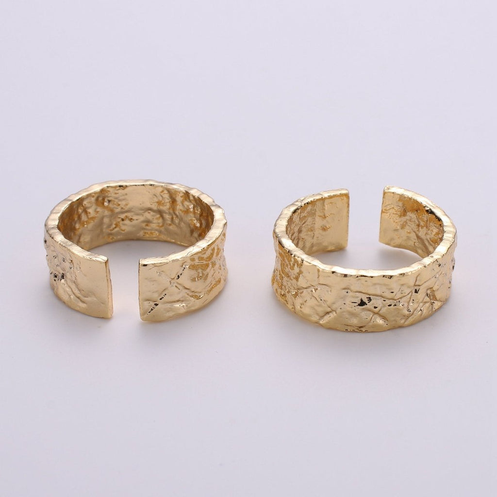 Gold Hammered Band--Men's Gold Adjustable Ring--Stackable Band--Simple and Unique--Gold Plated Hammered Band-Rustic Band