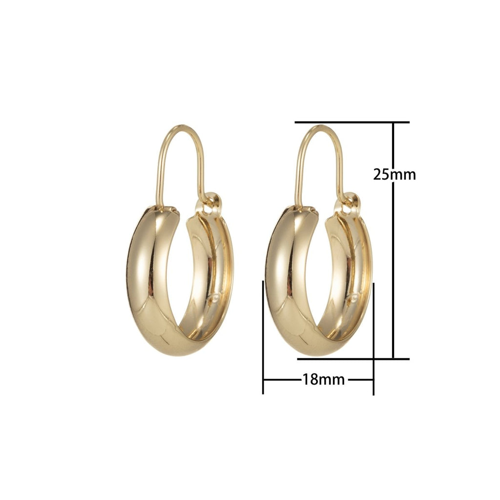 Gold Hoop Earrings, Small Hoop Earrings, Medium Minimal Hoop Earrings, Dainty Hoop Earrings, Thick 14k Gold Filled Hoop Earrings Q-072
