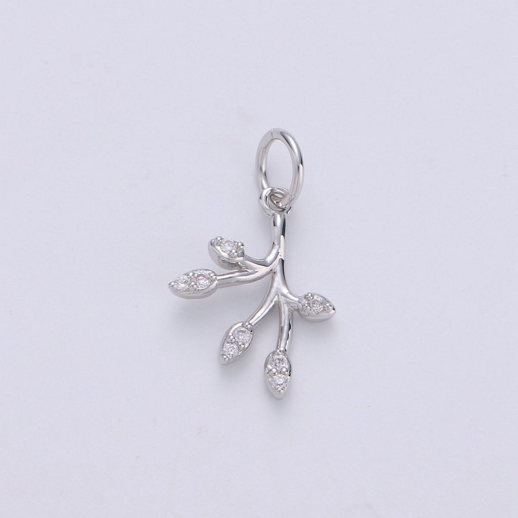 Gold Olive Leaf Charms Pendant,Tree Branch Leaf Charm Fit DIY Earring Necklace Jewelry Accessory DIY Craft Micro Pave Dainty Charm D-549 D-550