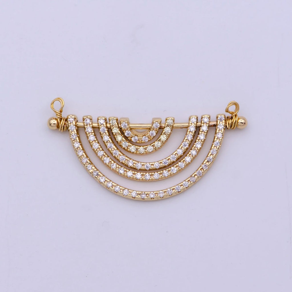 Gold Rainbow Shape Charm for Necklace Pendant Double Bail Dual Loop Charm for Jewelry Making Supply, White Gold Rainbow CONNECTOR F-319 F-575 Y-378,Y-379