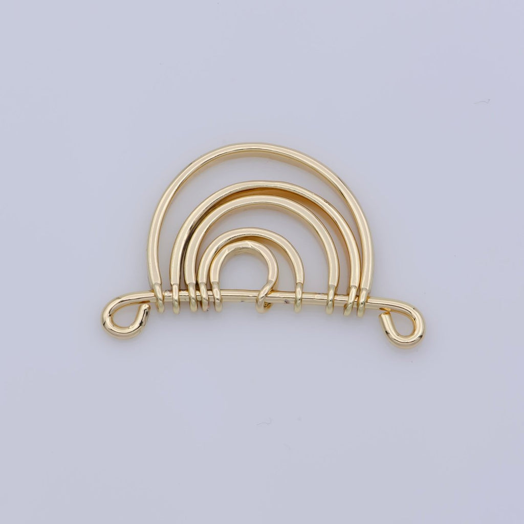 Gold Rainbow Shape Charm for Necklace Pendant Double Bail Dual Loop Charm for Jewelry Making Supply, White Gold Rainbow CONNECTOR F-319 F-575 Y-378,Y-379
