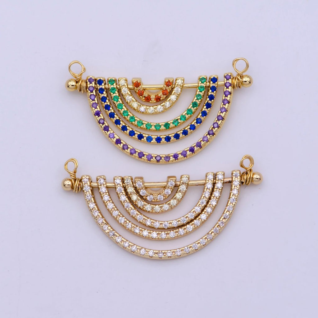 Gold Rainbow Shape Charm for Necklace Pendant Double Bail Dual Loop Charm for Jewelry Making Supply, White Gold Rainbow CONNECTOR F-319 F-575 Y-378,Y-379