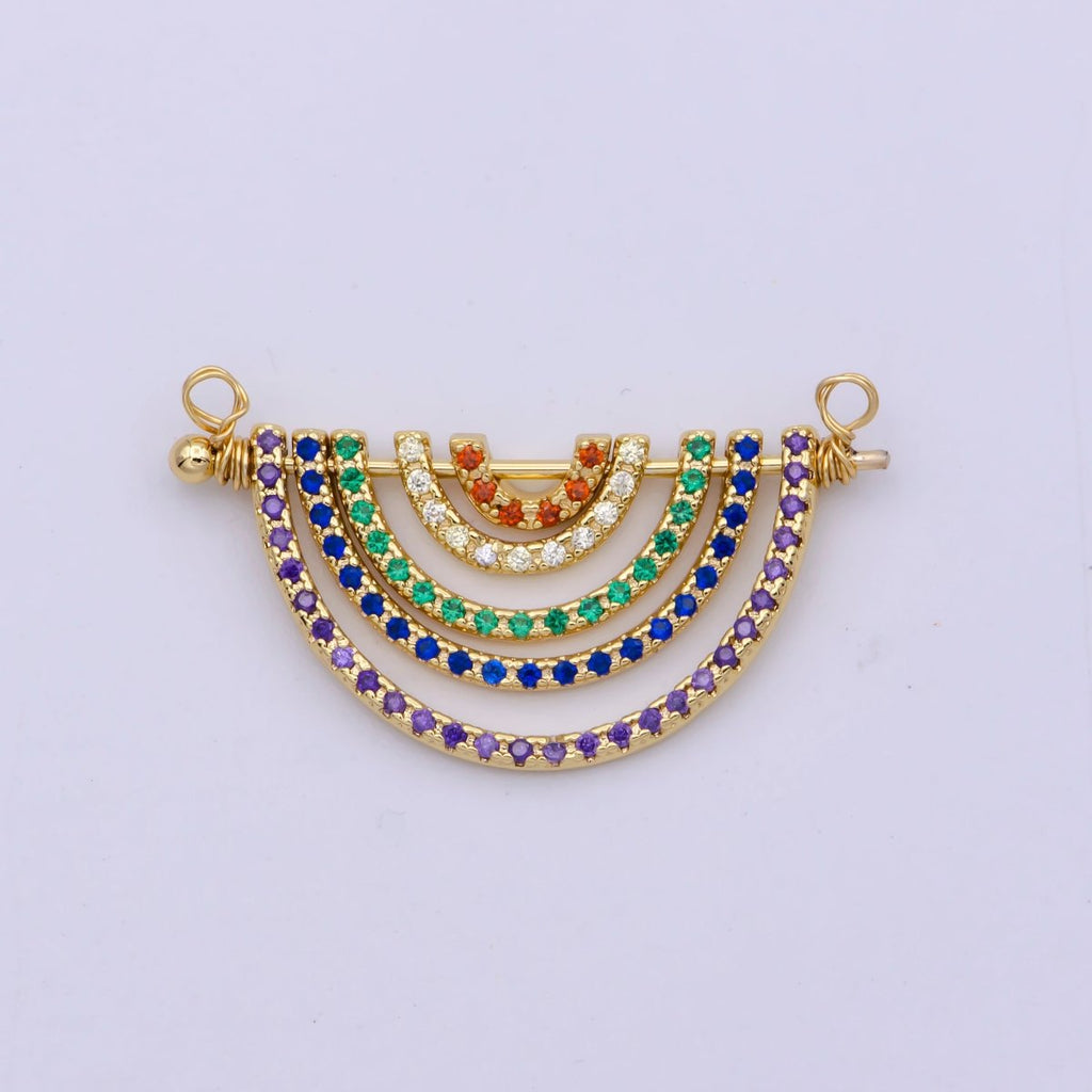 Gold Rainbow Shape Charm for Necklace Pendant Double Bail Dual Loop Charm for Jewelry Making Supply, White Gold Rainbow CONNECTOR F-319 F-575 Y-378,Y-379