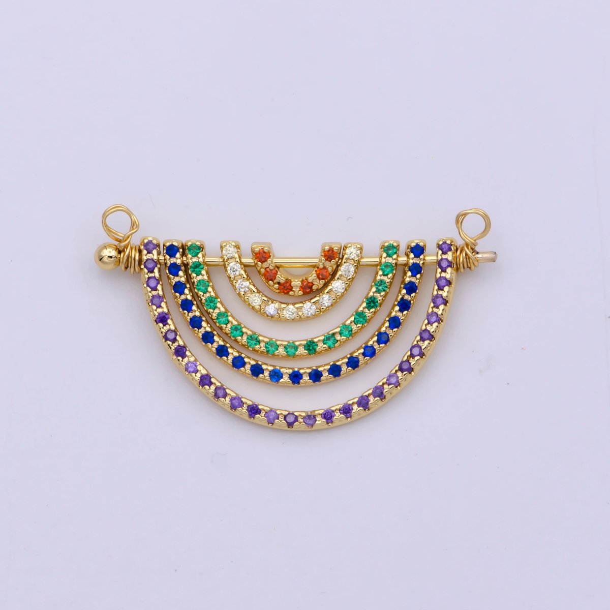 Gold Rainbow Shape Charm for Necklace Pendant Double Bail Dual Loop Charm for Jewelry Making Supply, White Gold Rainbow CONNECTOR F-319 F-575 Y-378,Y-379