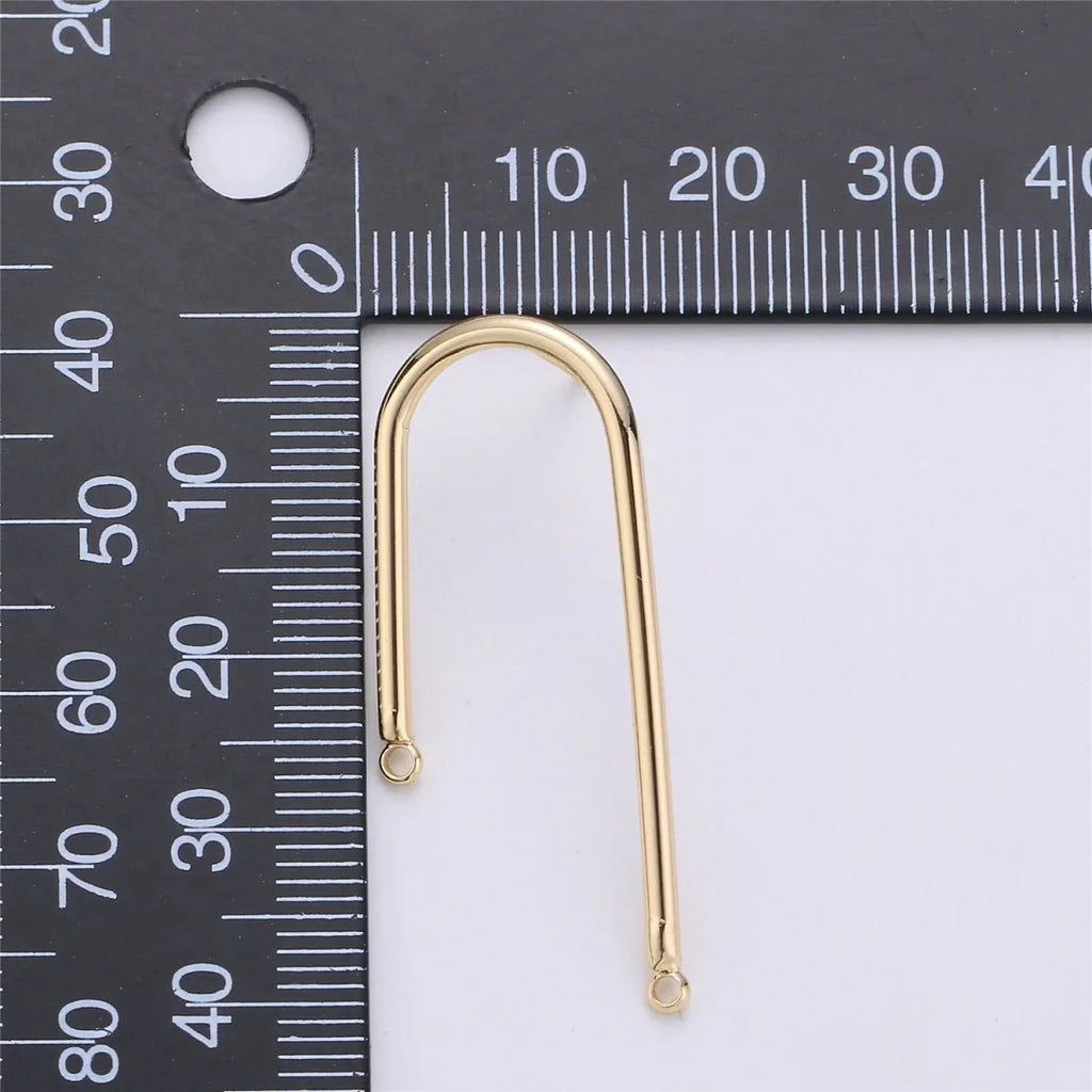 Gold Rectangular Post Earring, Geometric Earrings with Open Link for DIY Earring Jewelry Making Gold Filled K-252