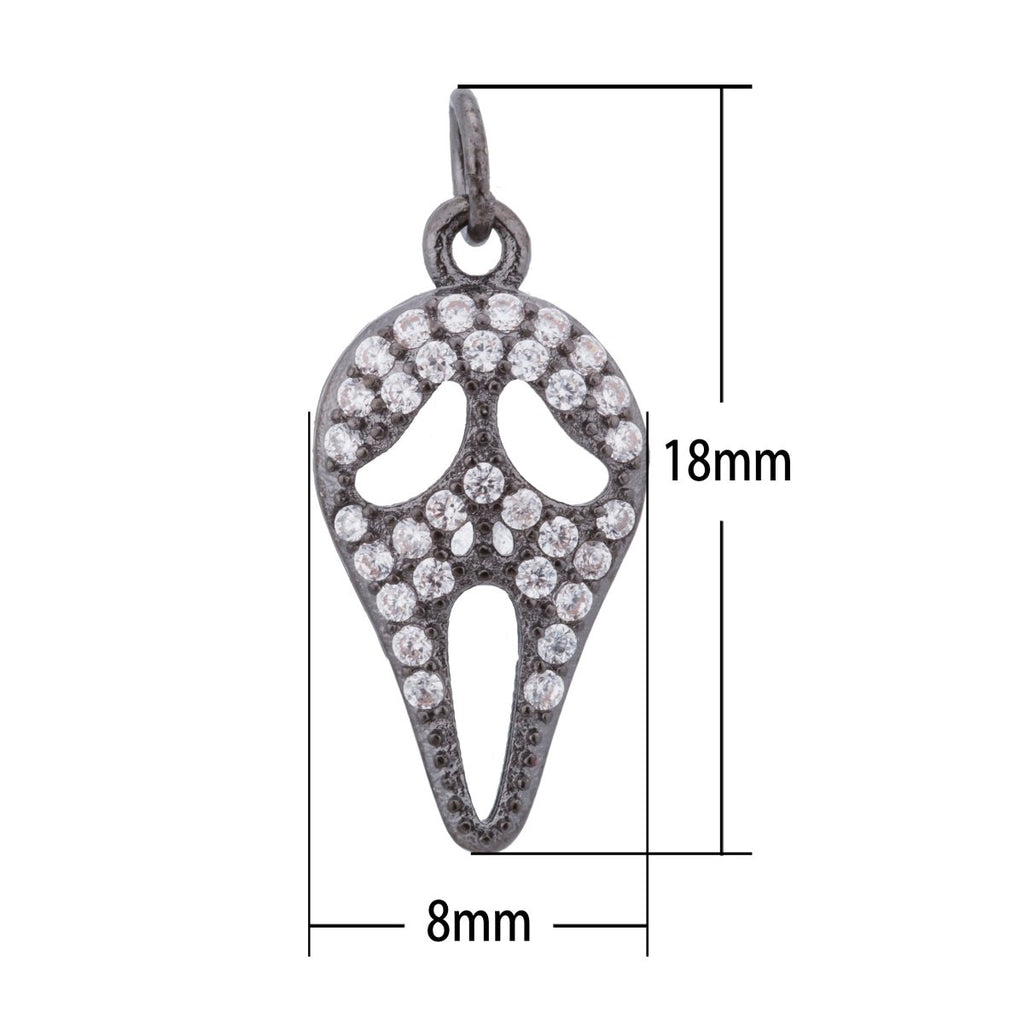 Gold Scream Movie Mask, Scary, Halloween, Horror, Cosplay, Craft Cubic Zirconia Bracelet Charm Bead Findings Pendant For Jewelry Making C169