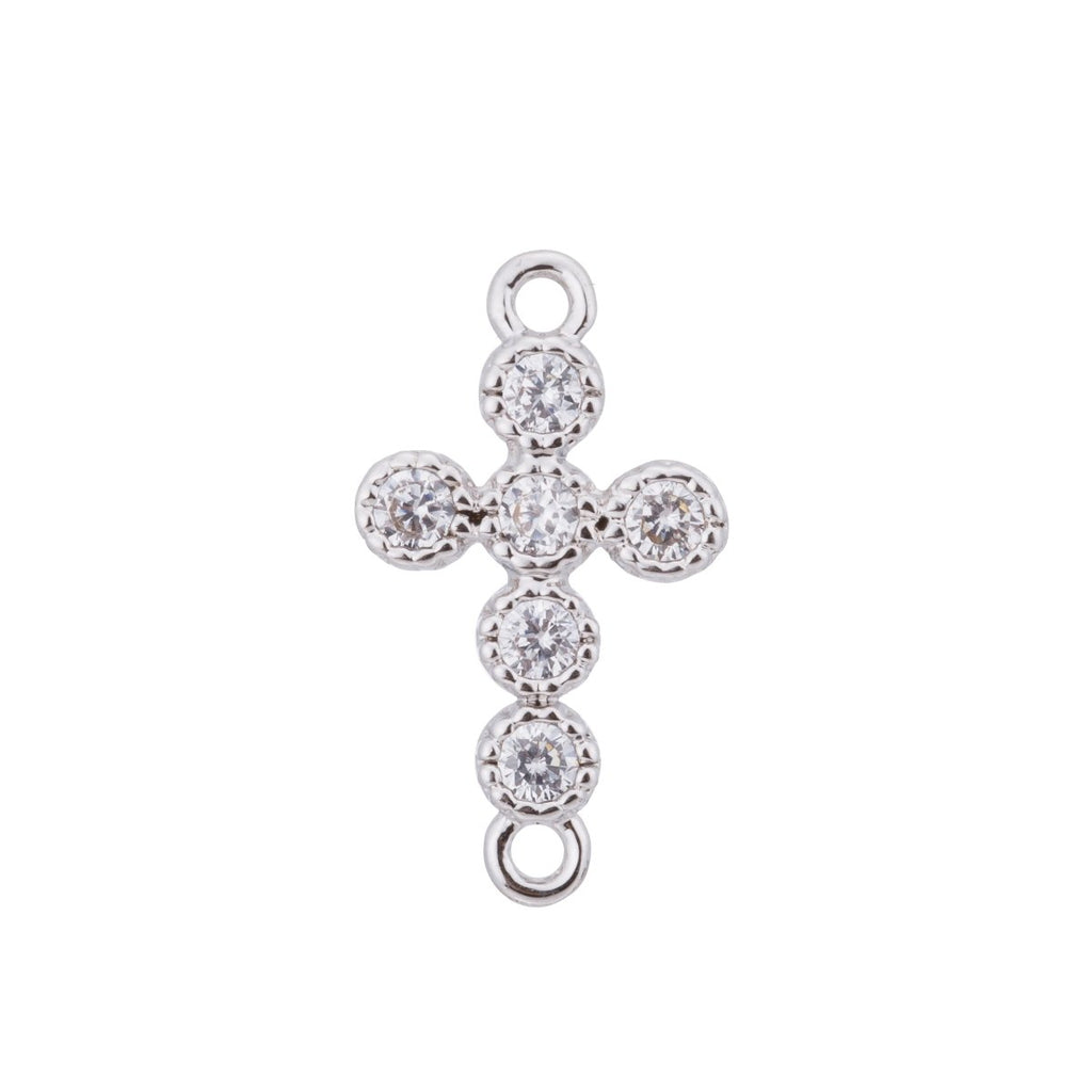 Gold / Silver Cross Charm, Peace Love Hope Believe, Family, Mother, Craft DIY Cubic Zirconia Bracelet Charm Bead Connector For Jewelry Making F-108