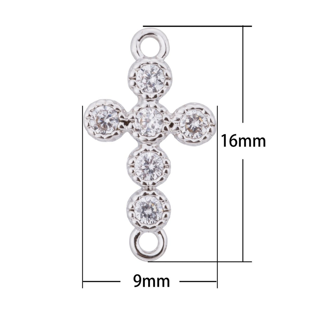 Gold / Silver Cross Charm, Peace Love Hope Believe, Family, Mother, Craft DIY Cubic Zirconia Bracelet Charm Bead Connector For Jewelry Making F-108