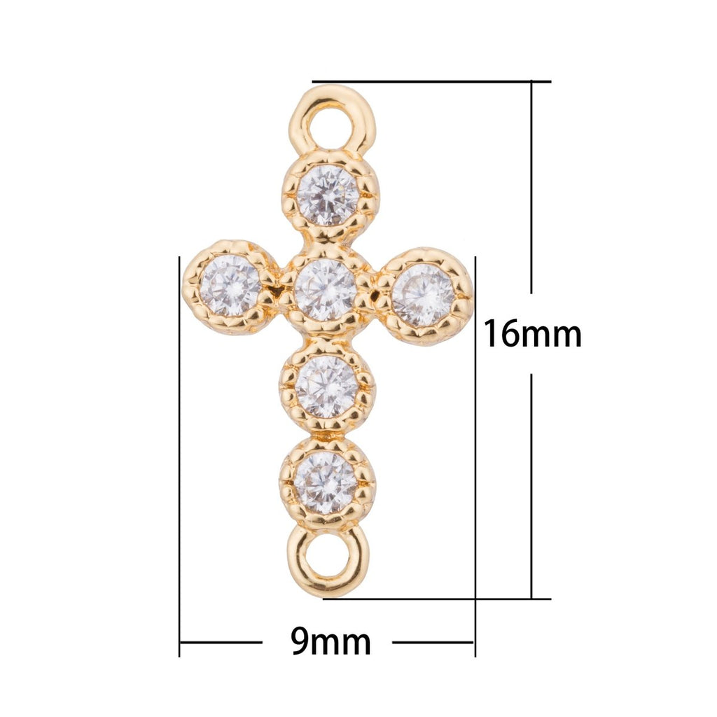 Gold / Silver Cross Charm, Peace Love Hope Believe, Family, Mother, Craft DIY Cubic Zirconia Bracelet Charm Bead Connector For Jewelry Making F-108