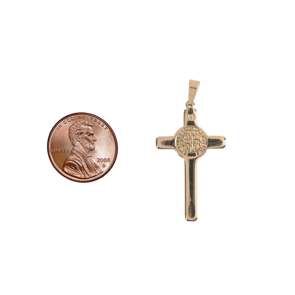 Gold Stainless Steel Cross, Jesus Christ, Saint Benedict Cross Medal, Bails Findings for Earring Necklace Jewelry Making Supplies J-472