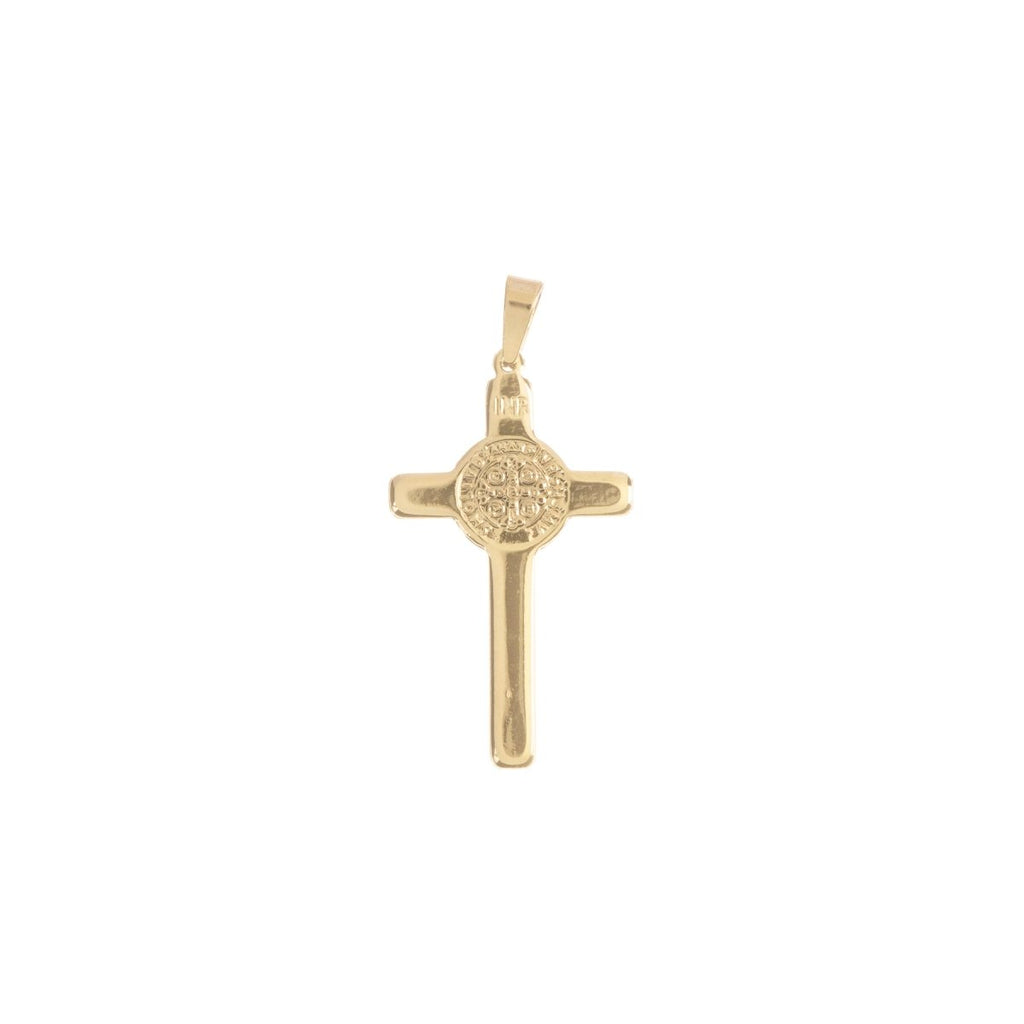 Gold Stainless Steel Cross, Jesus Christ, Saint Benedict Cross Medal, Bails Findings for Earring Necklace Jewelry Making Supplies J-472