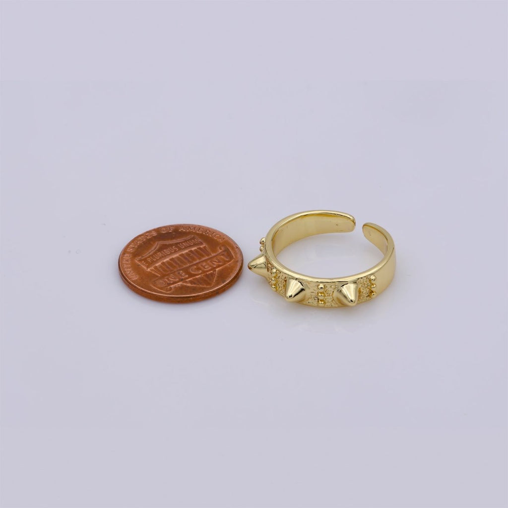 Gold Studed Ring, Minimalist Ring, Gold Ring, Dainty Ring, Ring, Stackable Ring, Midi Ring, Gold Stacking Ring, Gold Spike Adustable Ring R-027