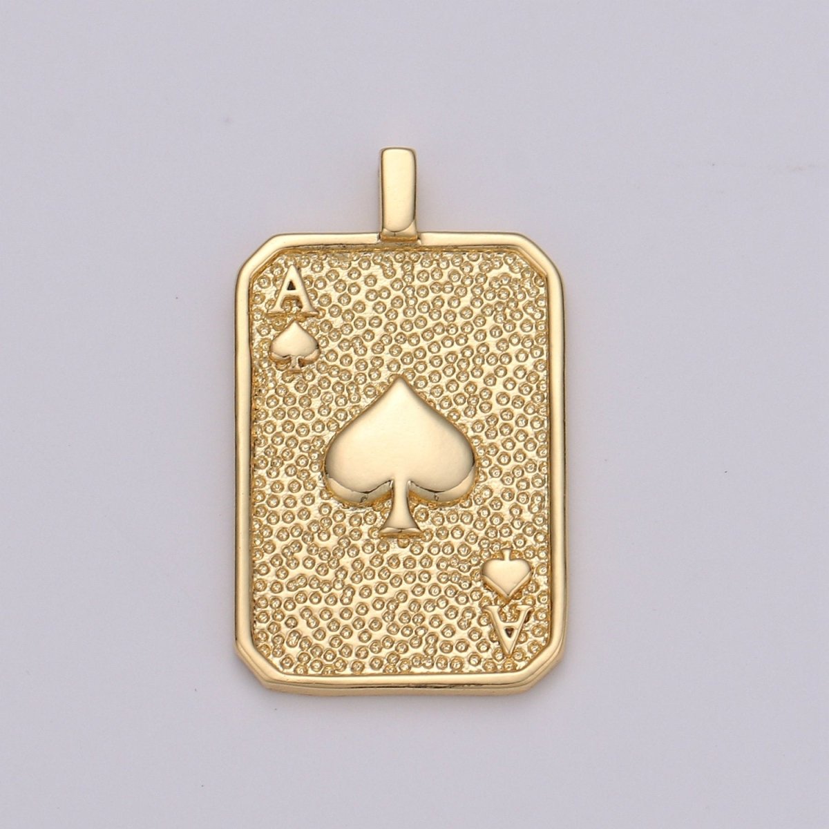 Gold Tag Ace of Spade Charm Gold Filled Medallion, Ace of Heart Pendant Necklace Charm for Vegas Inspired Necklace Supply J-029 J-030