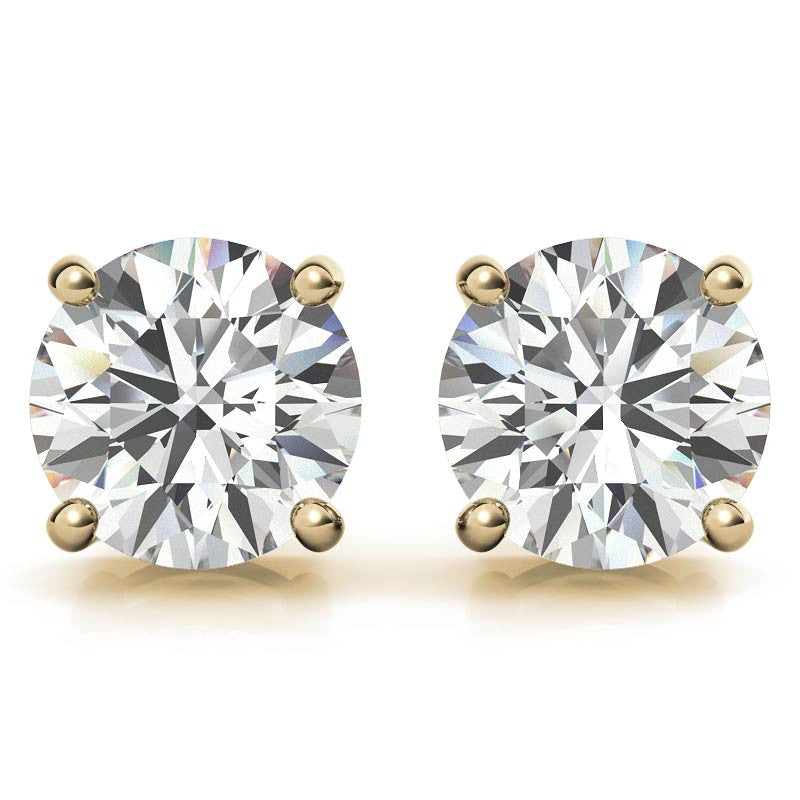 1.50 CTW Lab Grown Diamond Round Stud Earrings in 14K Solid Gold – G/VS Certified