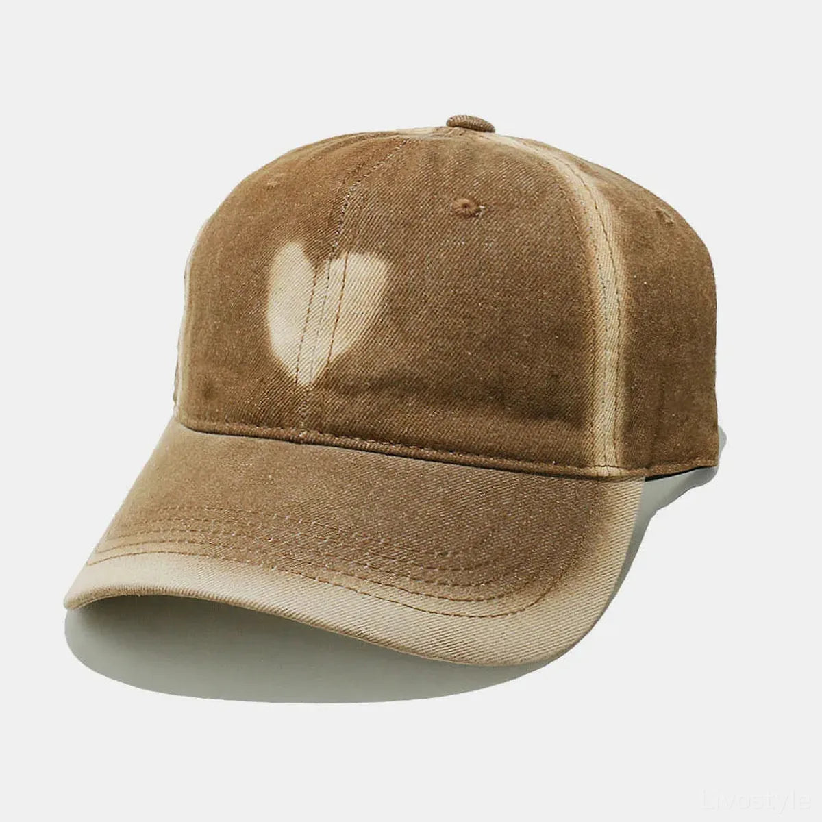 Heart Detail Cotton Distressed Baseball Cap