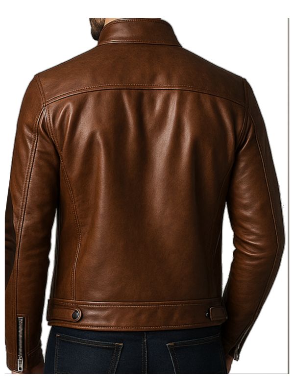 Men's Henry Brown Leather Biker Jacket