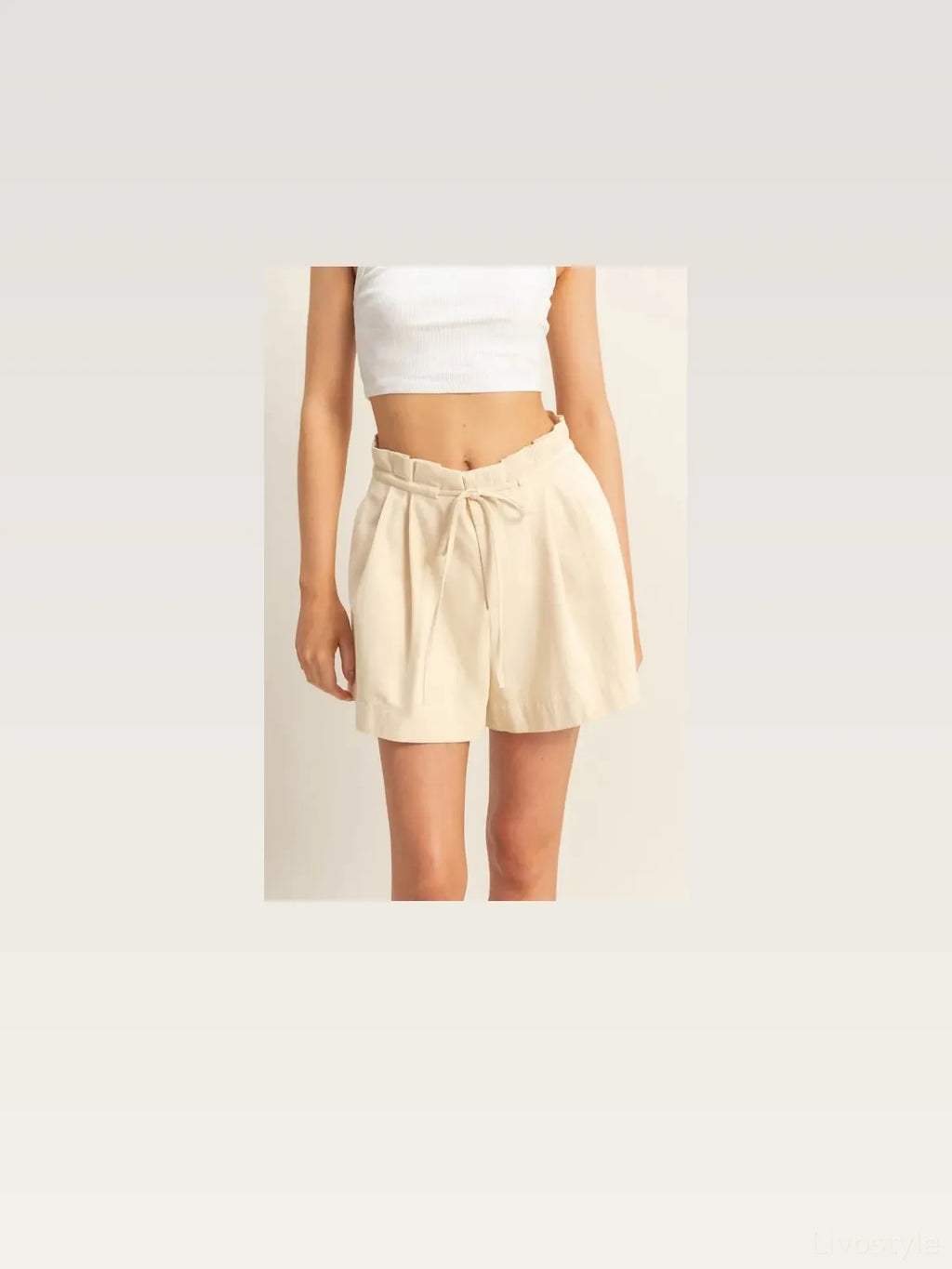 High-Waisted Washed Twill Paperbag Shorts with Drawstring