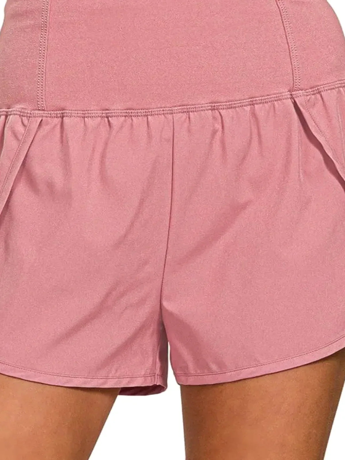 High Waisted Quick-Dry Running Shorts with Zip Pocket