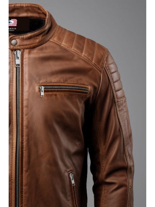 Men's Hudson Brown Leather Biker Jacket