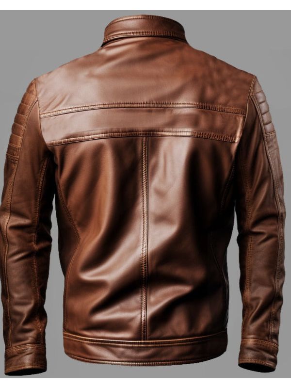 Men's Hudson Brown Leather Biker Jacket