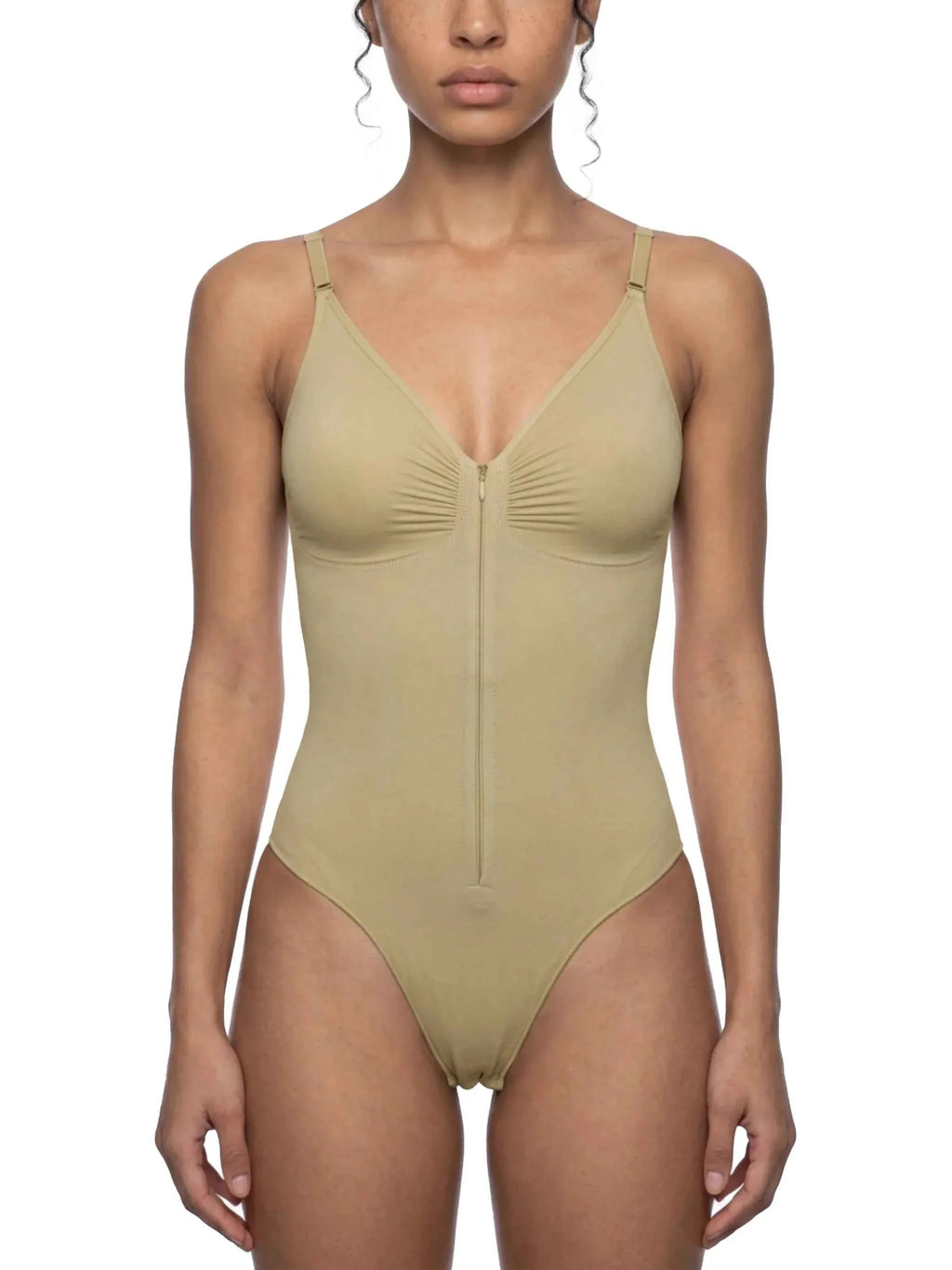 Loki & Ivy Women’s Full-Zip Ruched Bodysuit