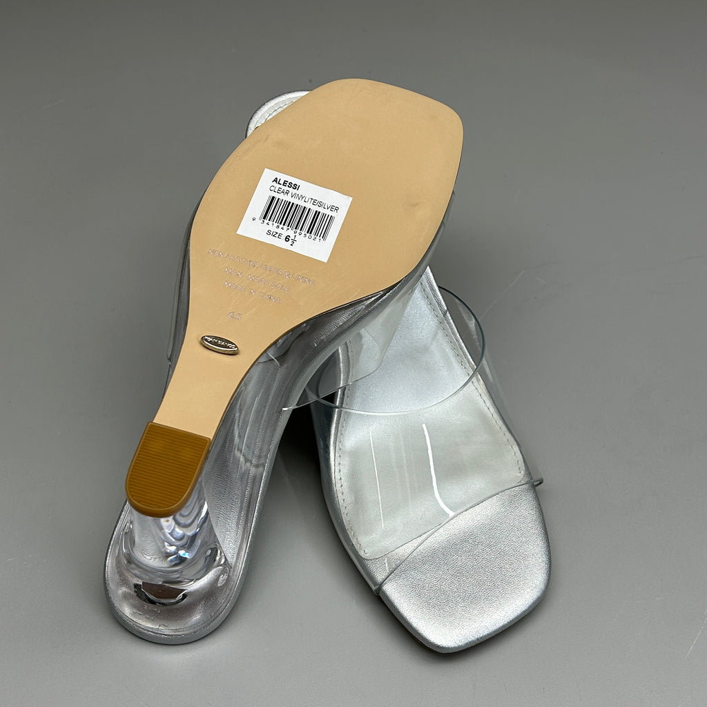 TONY BIANCO Alessi Clear Vinylite/Silver Wedges Women's Heels Sz 6.5 (New)