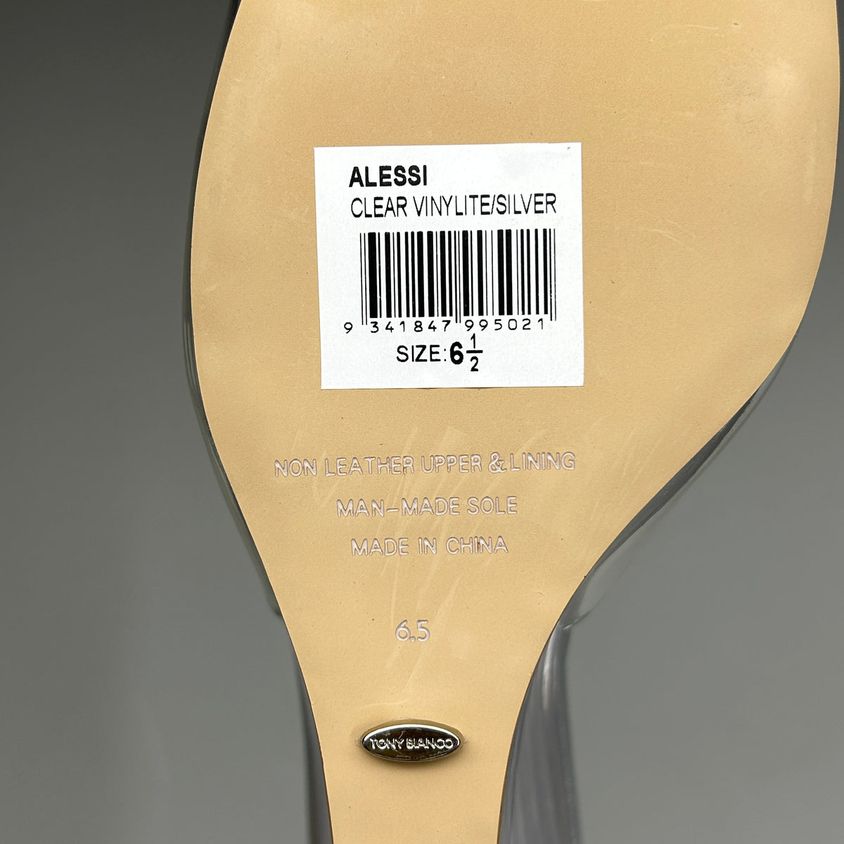 TONY BIANCO Alessi Clear Vinylite/Silver Wedges Women's Heels Sz 6.5 (New)