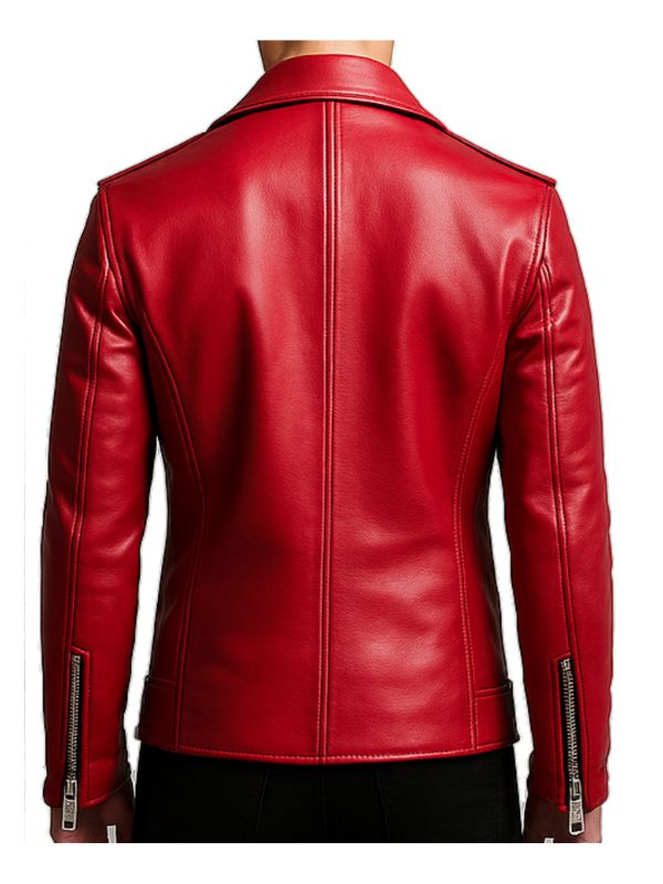 Men's Red Isaac Leather Biker Jacket